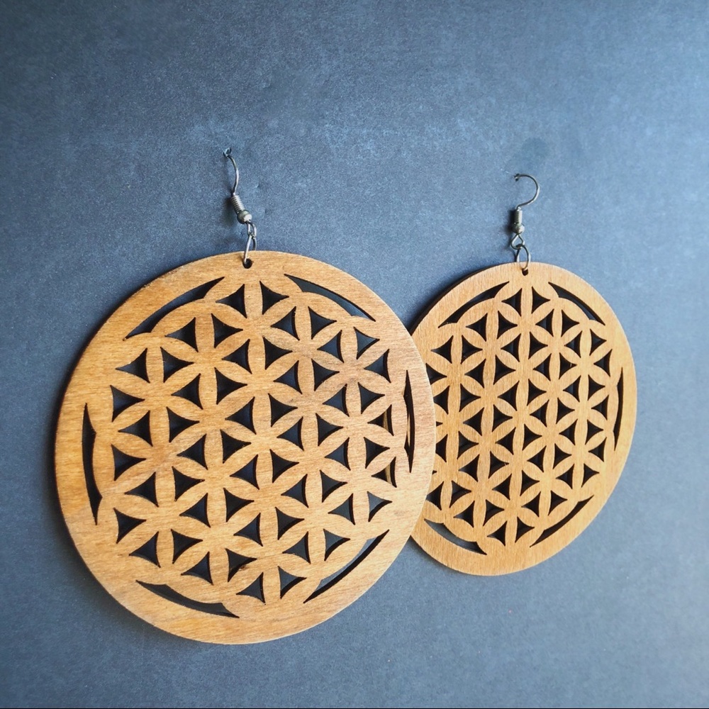 ✨NEW ✨Geometric Wooden Earrings - Picture 2 of 2